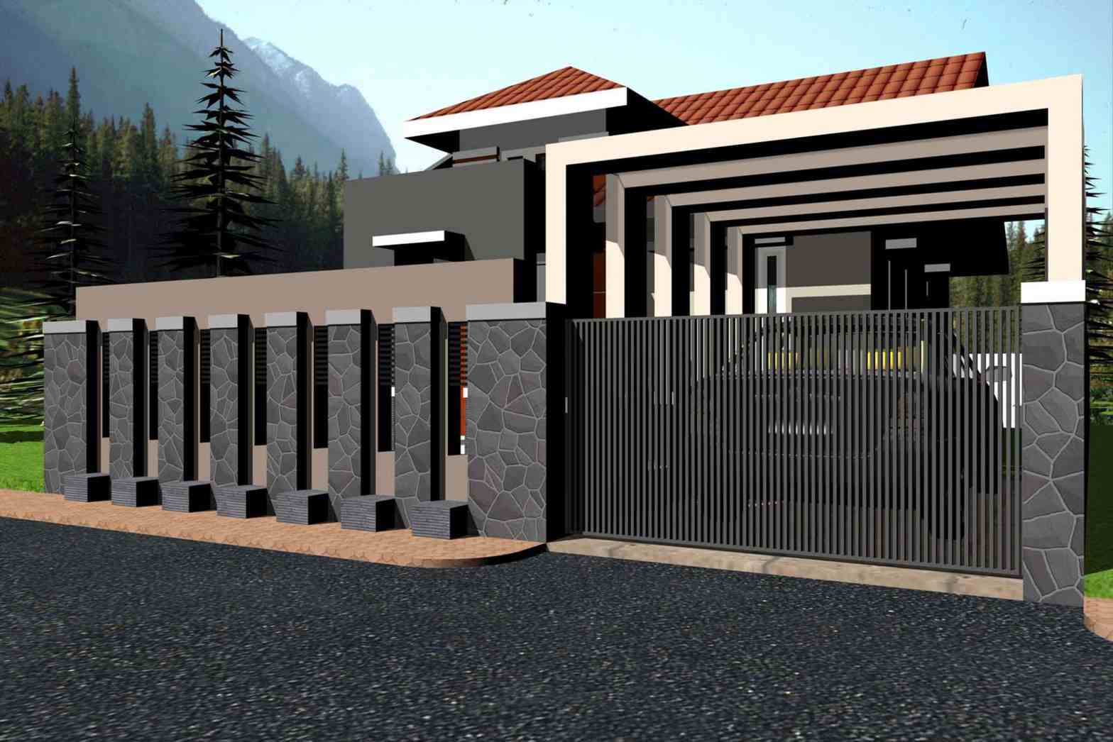 60 contoh  model desain  pagar rumah  minimalis  modern terbaru 