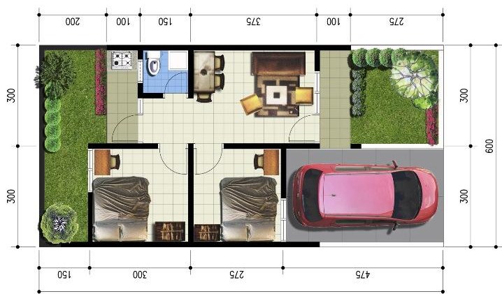  denah  rumah  minimalis  sederhana  1 lantai dan 2 lantai