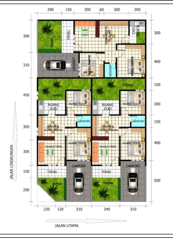 Denah & desain rumah minimalis type 120 (1 & 2 lantai)