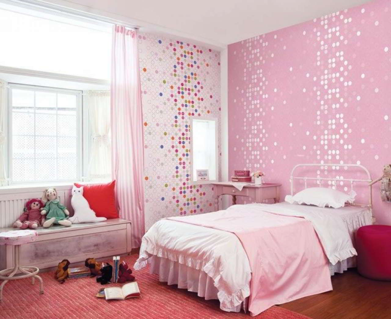 Foto Wallpaper Kamar Tidur Anak Perempuan Pink Interior Rumah 3085