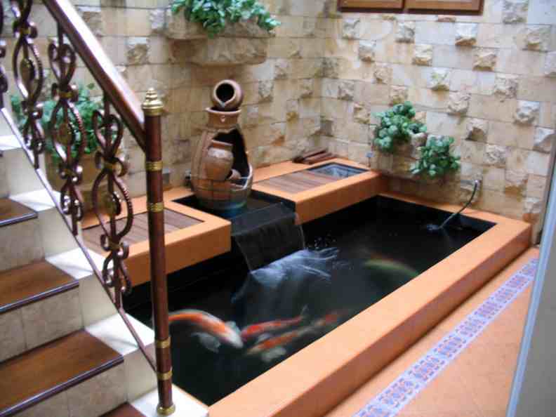model desain kolam ikan hias minimalis dalam rumah