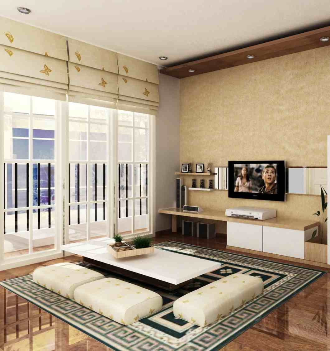 Desain Ruang Tamu Minimalis Lesehan Tanpa Sofa Interior 