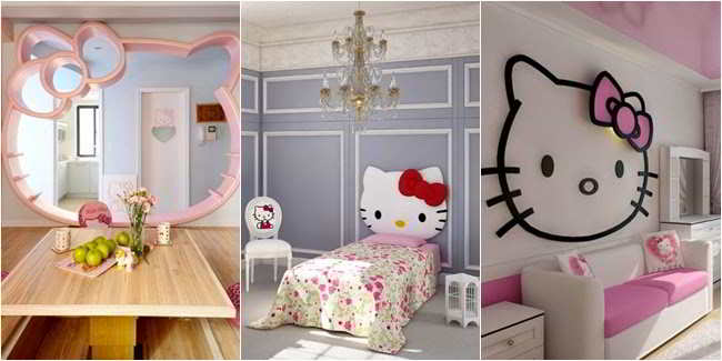 Model Desain Kamar Tidur Hello Kitty untuk Dewasa dan Remaja | Desain Interior Kamar Tidur Hello Kitty untuk Anak Perempuan