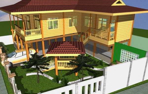 desain dan model rumah panggung kayu minimalis sunda modern